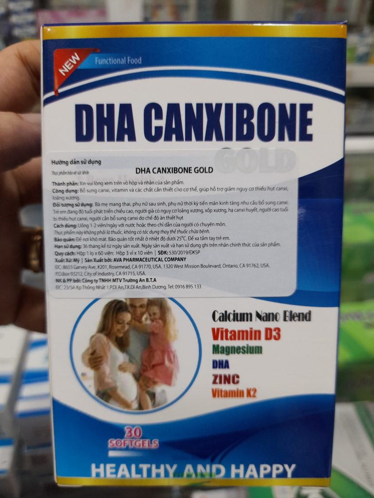 Viên uống bổ sung Canxi DHA Canxibone Gold