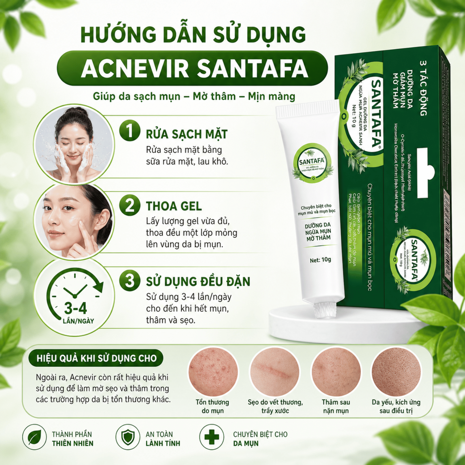 ACNEVIR SANTAFA – Kem Chấm Mụn Viêm, Mụn Bọc, Mụn Mủ Hiệu Quả Tuyp 10g - Ảnh 8