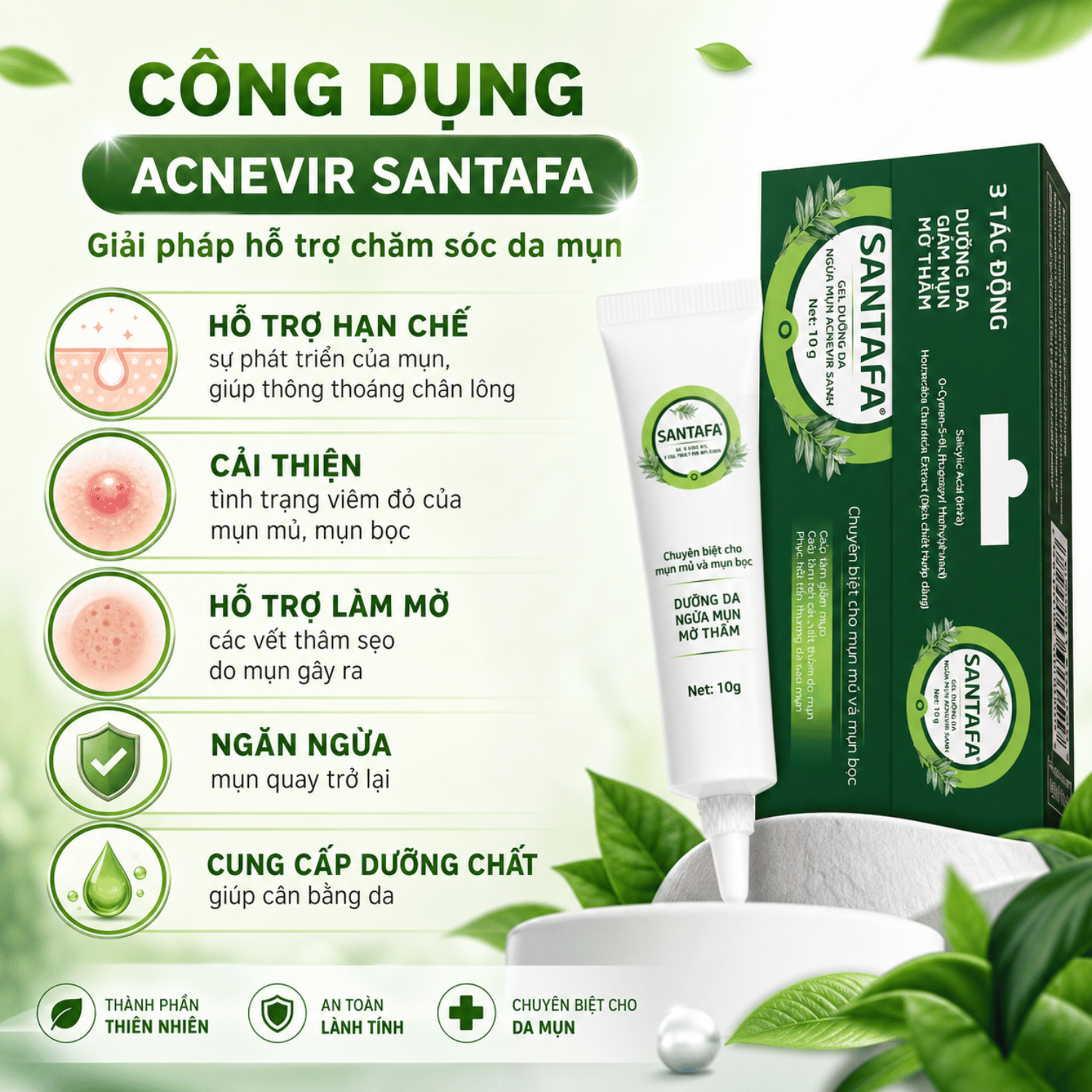 ACNEVIR SANTAFA – Kem Chấm Mụn Viêm, Mụn Bọc, Mụn Mủ Hiệu Quả Tuyp 10g - Ảnh 5