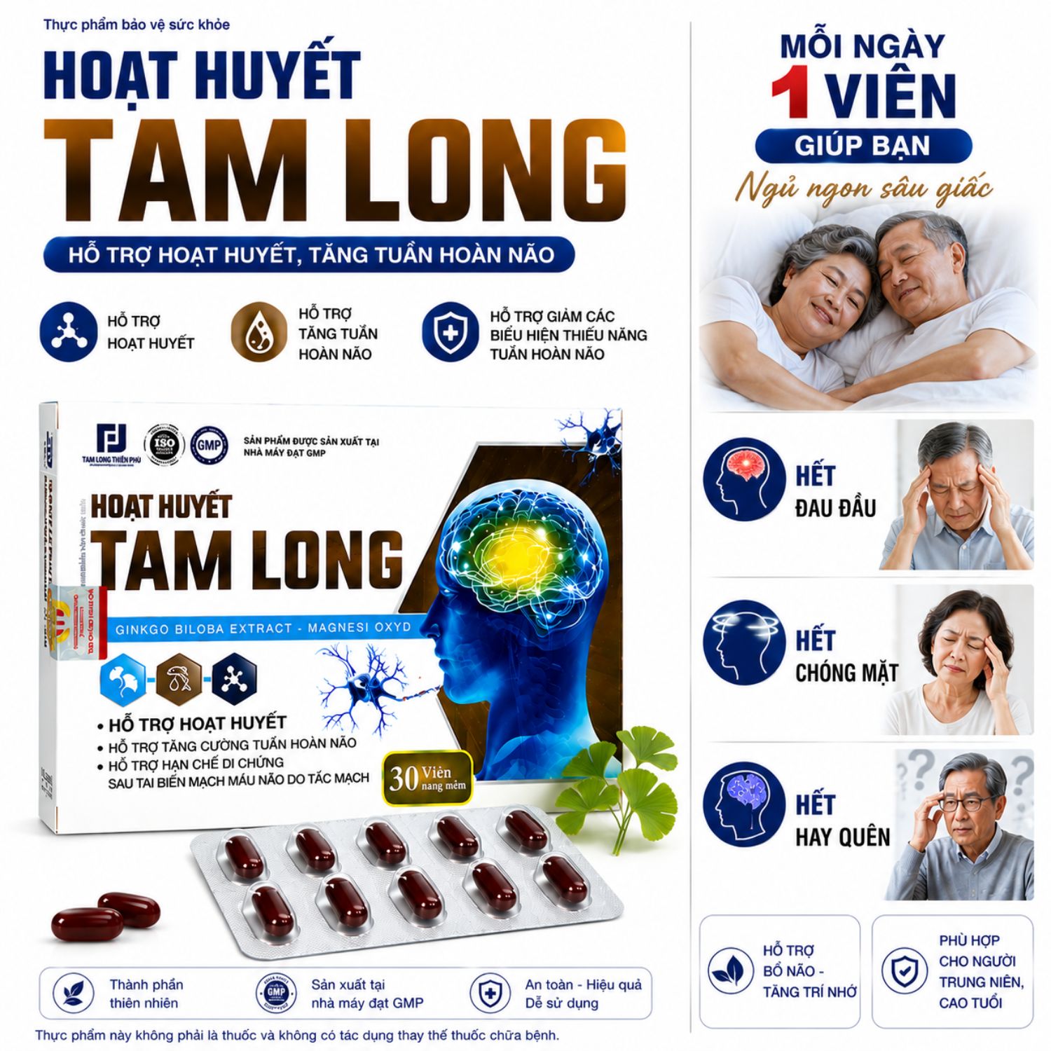 Hoạt Huyết Tam Long 30 Viên – Hỗ Trợ Tuần Hoàn Não, Trí Nhớ & Giấc Ngủ - Ảnh 2