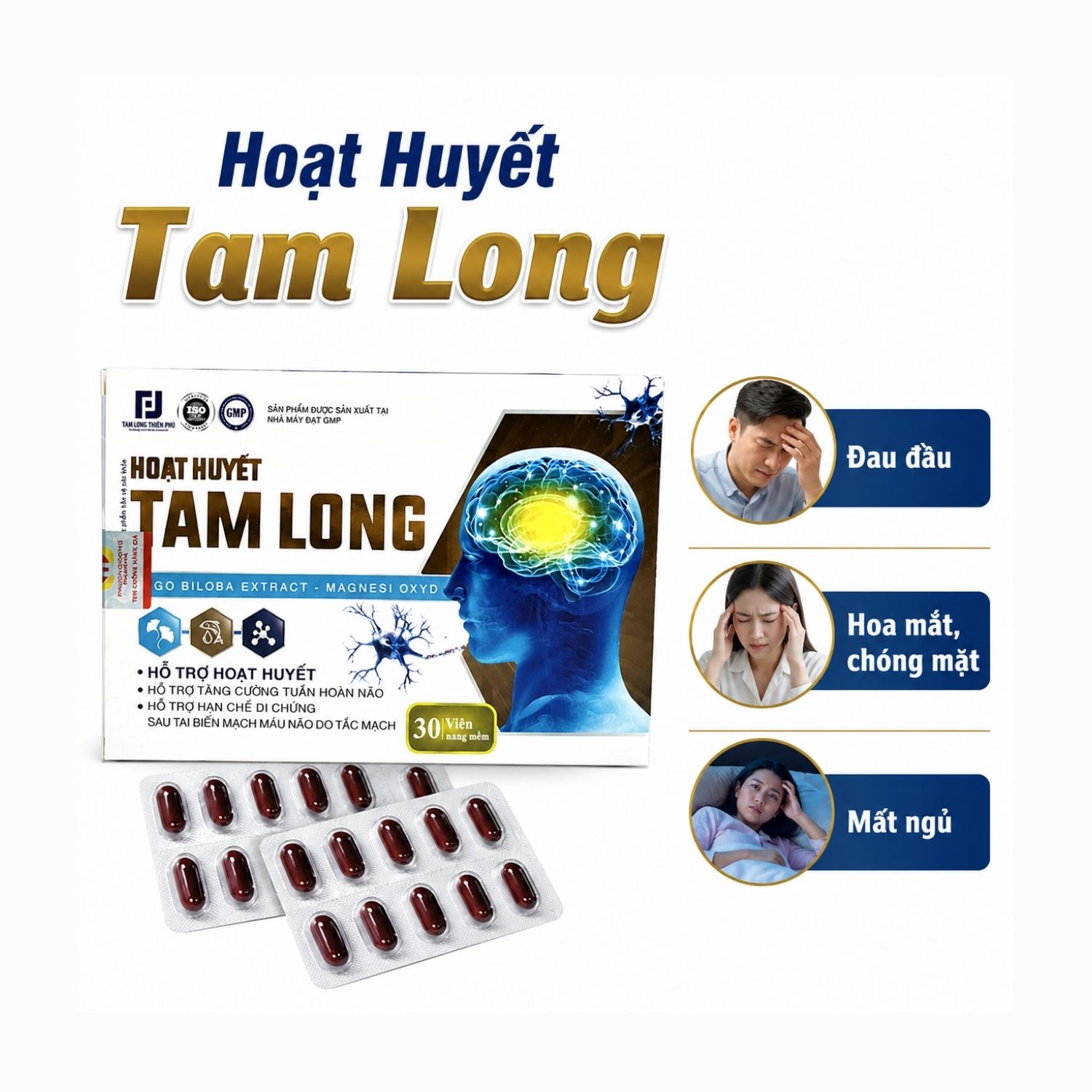 Hoạt Huyết Tam Long 30 Viên – Hỗ Trợ Tuần Hoàn Não, Trí Nhớ & Giấc Ngủ